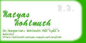 matyas wohlmuth business card